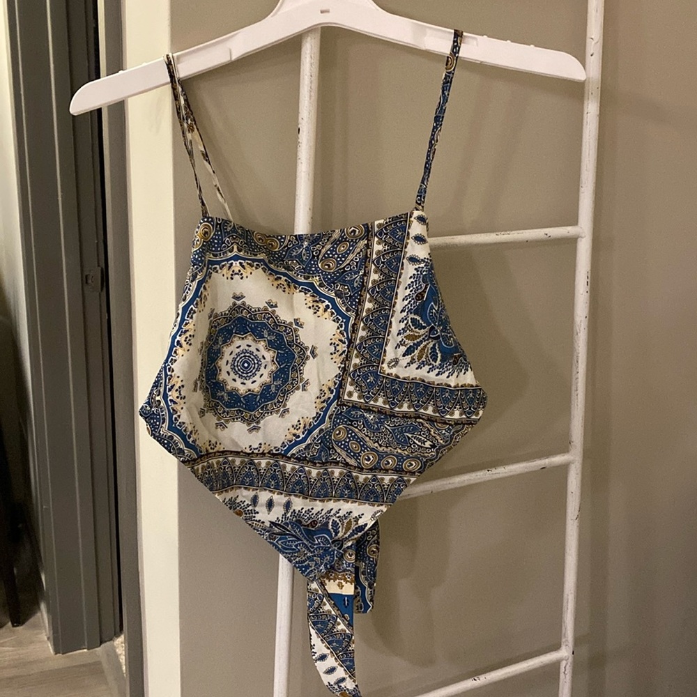 Shein Blue Tie Back Tank Top Size L NWOT